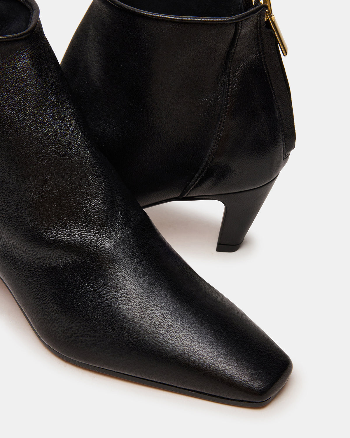 JUNO Black Leather Square-Toe Women's Ankle Boot | Steve Madden Value