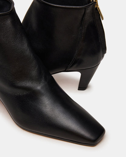 JUNO Black Leather Square-Toe Women's Ankle Boot | Steve Madden Value