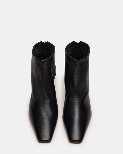 JUNO Black Leather Square-Toe Women's Ankle Boot | Steve Madden Value