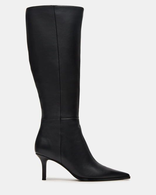 LINGO Black Leather Pointed-Toe Knee-High Women's Boot | Steve Madden Popular