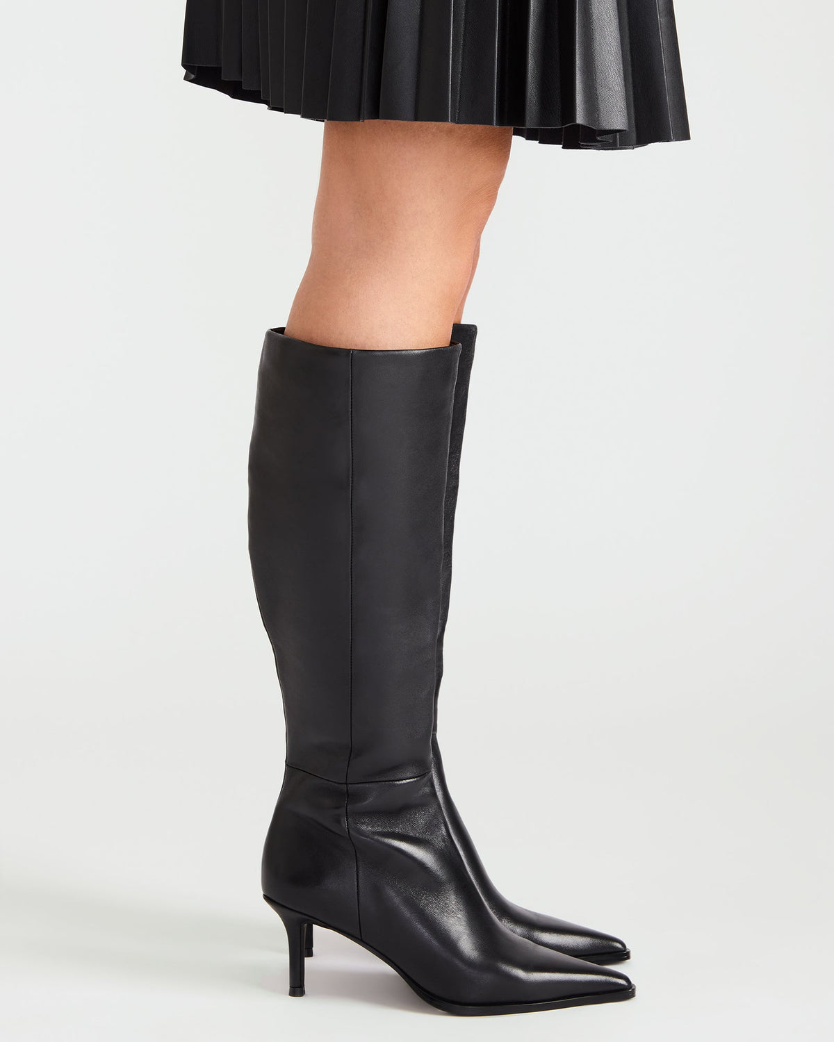 LINGO Black Leather Pointed-Toe Knee-High Women's Boot | Steve Madden Popular