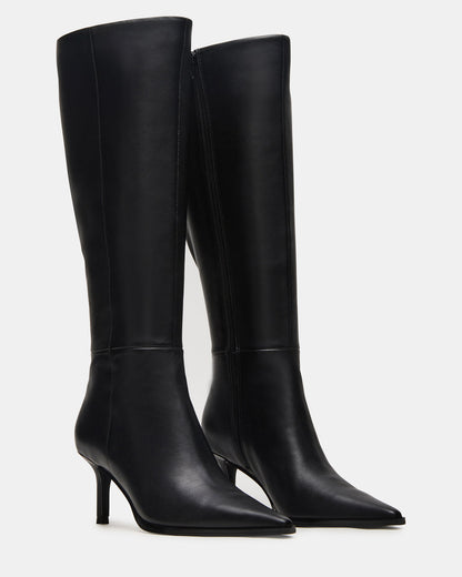 LINGO Black Leather Pointed-Toe Knee-High Women's Boot | Steve Madden Popular