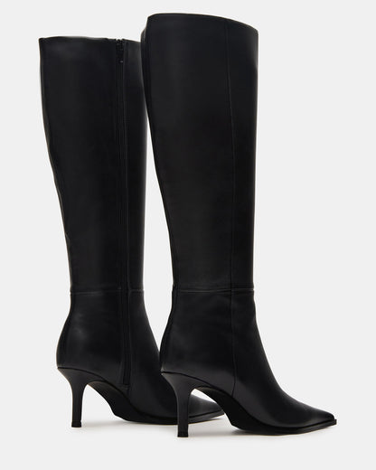 LINGO Black Leather Pointed-Toe Knee-High Women's Boot | Steve Madden Popular