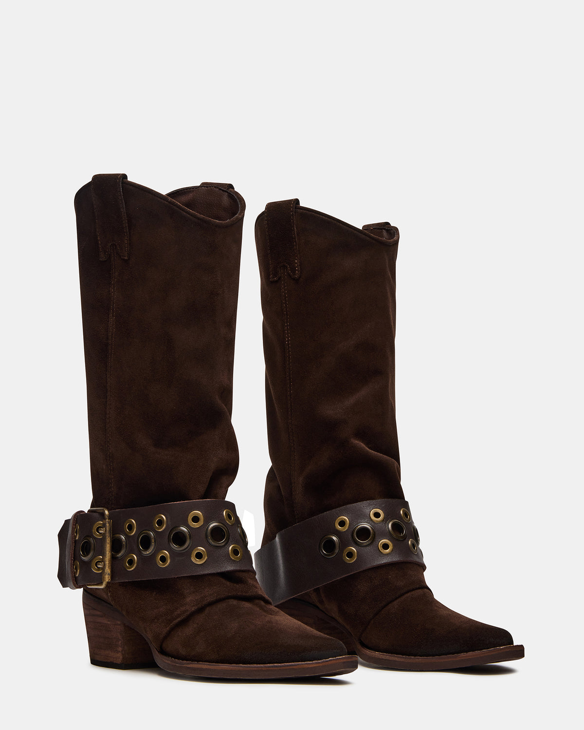 ASHWOOD Brown Suede Pointed-Toe Western Women's Boot | Steve Madden Discount