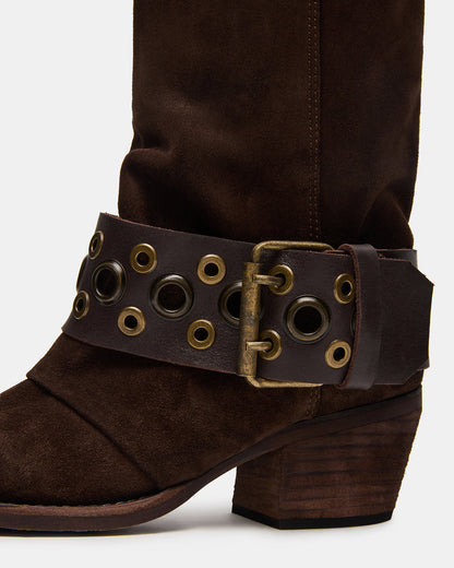 ASHWOOD Brown Suede Pointed-Toe Western Women's Boot | Steve Madden Discount