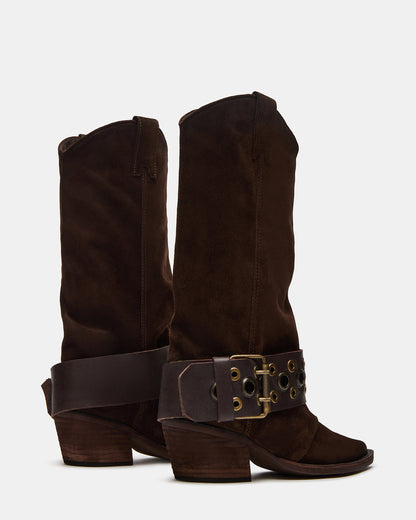 ASHWOOD Brown Suede Pointed-Toe Western Women's Boot | Steve Madden Discount
