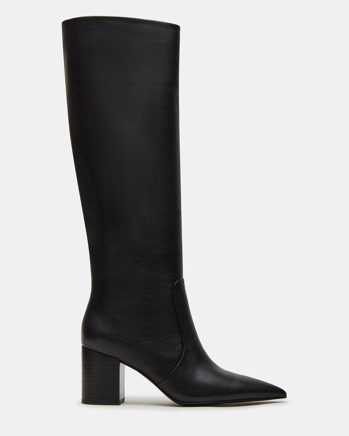 SKYLINE Black Leather Knee-High Pointed Toe Women's Boot | Steve Madden Recommended