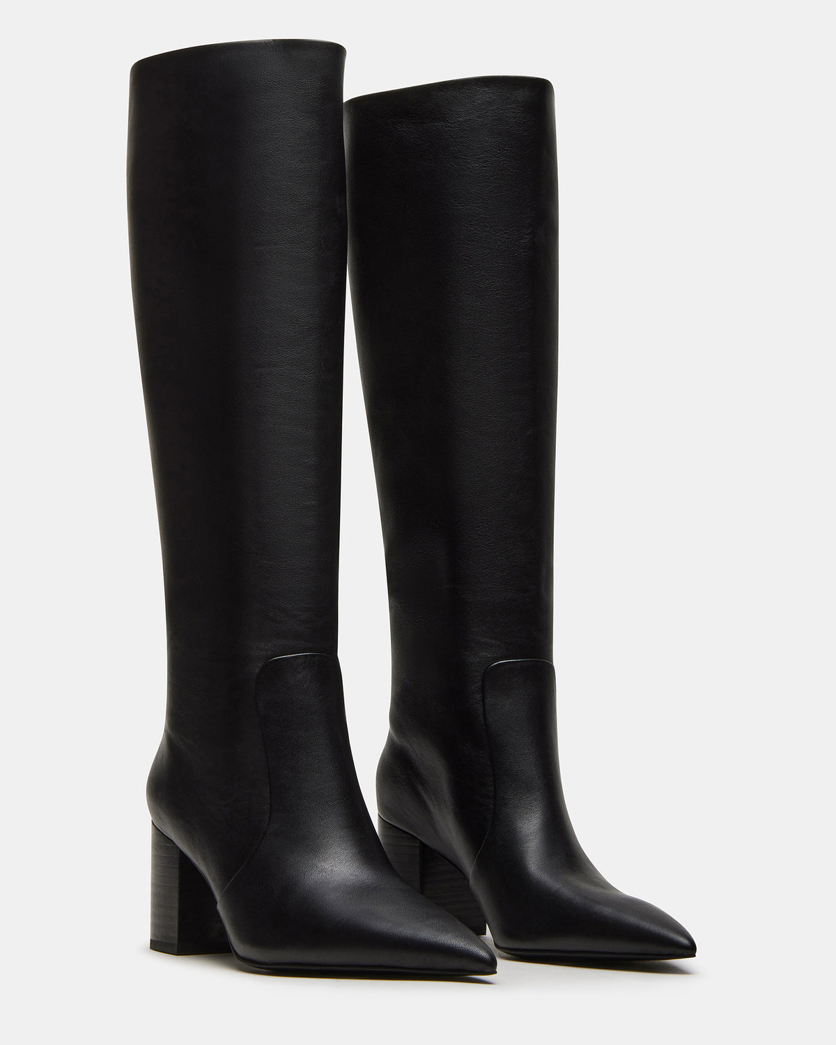 SKYLINE Black Leather Knee-High Pointed Toe Women's Boot | Steve Madden Recommended