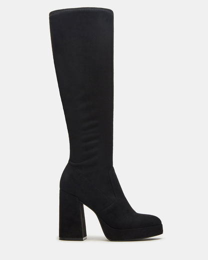 TWAIN Black Knee-High Block Heel Women's Boot | Steve Madden Great Value