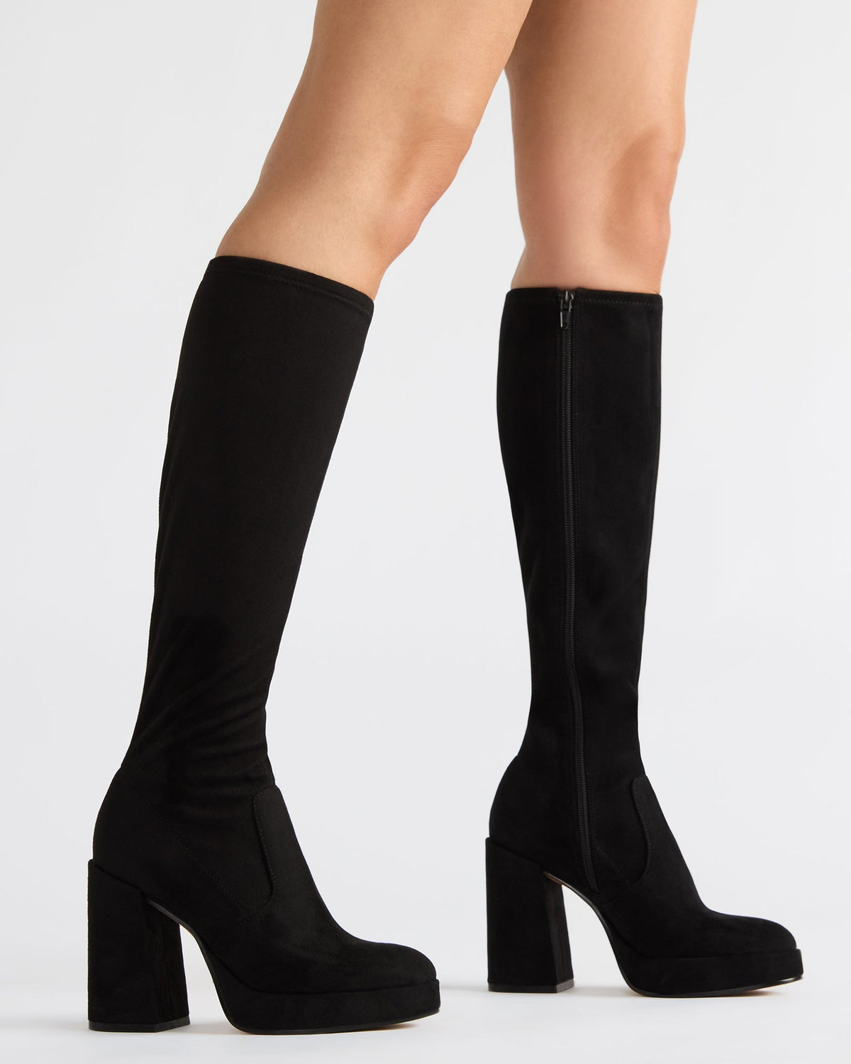 TWAIN Black Knee-High Block Heel Women's Boot | Steve Madden Great Value