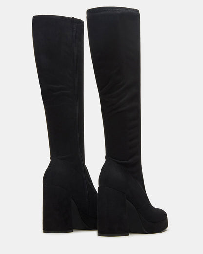 TWAIN Black Knee-High Block Heel Women's Boot | Steve Madden Great Value