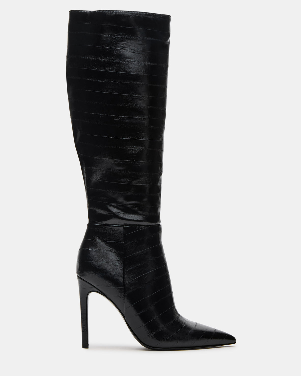 NITRO Black Eel Pointed-Toe Stiletto Heel Knee-High Women's Boots | Steve Madden Everyday