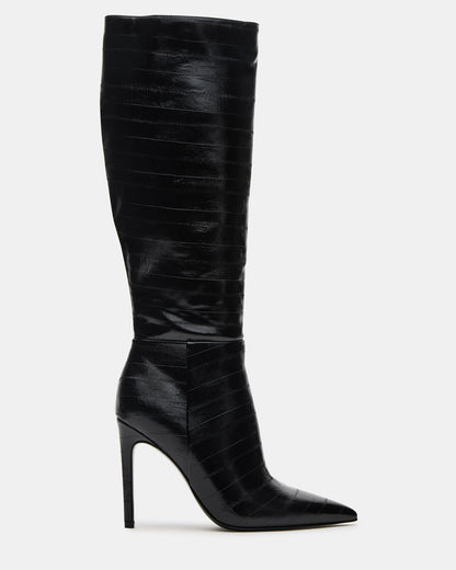 NITRO Black Eel Pointed-Toe Stiletto Heel Knee-High Women's Boots | Steve Madden Everyday