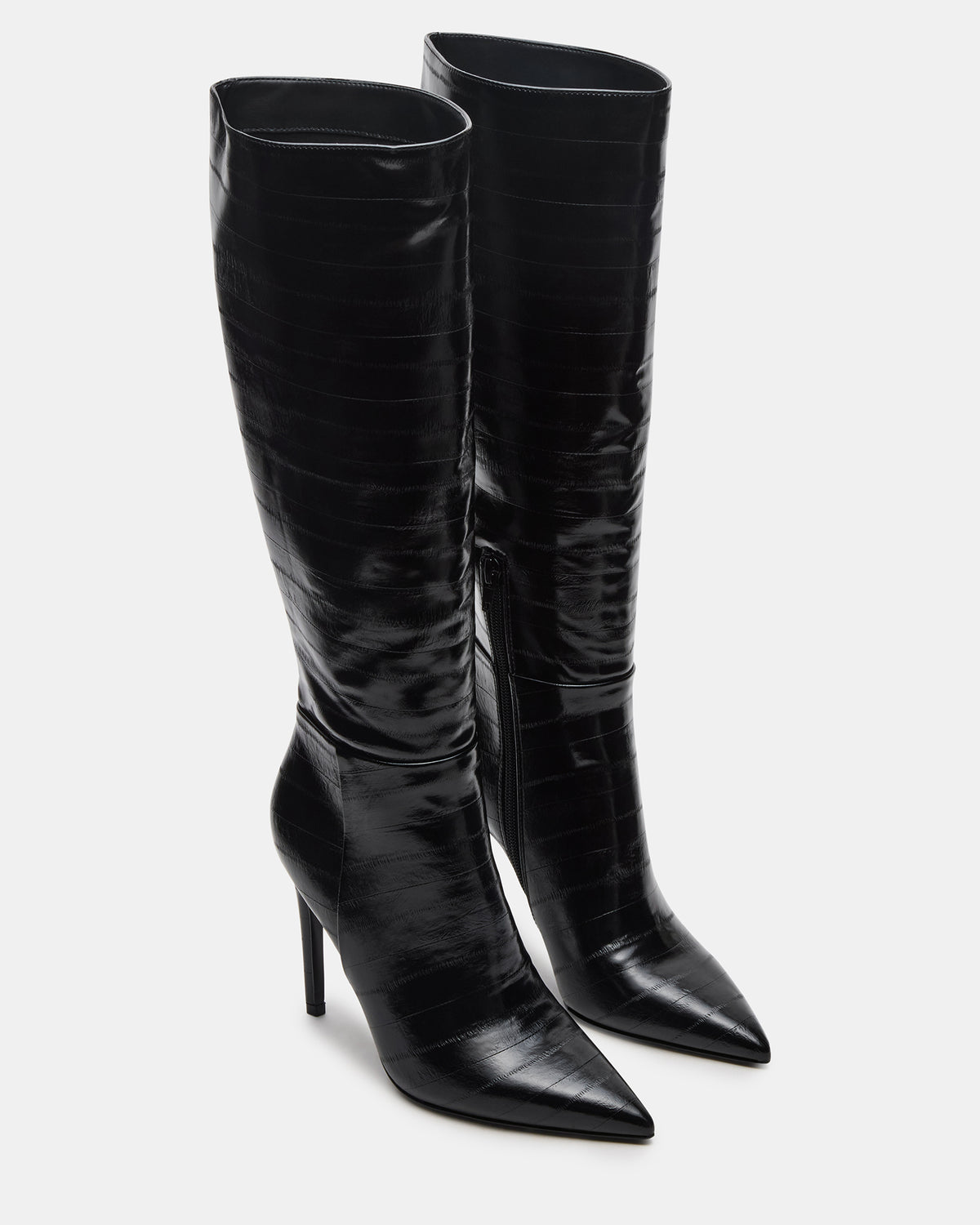 NITRO Black Eel Pointed-Toe Stiletto Heel Knee-High Women's Boots | Steve Madden Everyday