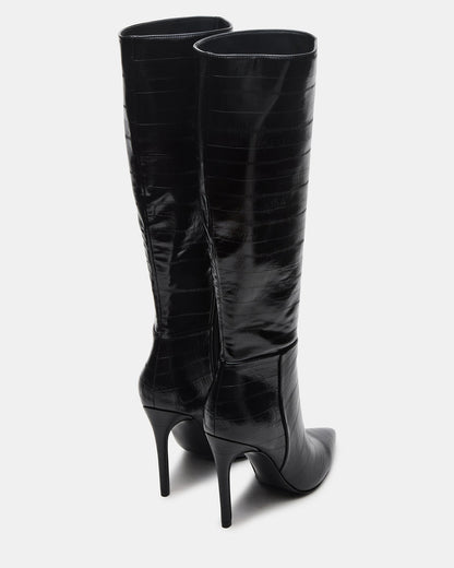 NITRO Black Eel Pointed-Toe Stiletto Heel Knee-High Women's Boots | Steve Madden Everyday