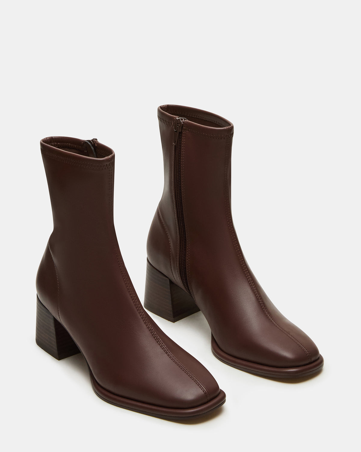 PAMMY Brown Square-Toe Block Heel Women's Ankle Boot | Steve Madden Quality
