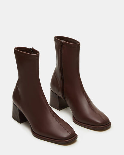 PAMMY Brown Square-Toe Block Heel Women's Ankle Boot | Steve Madden Quality