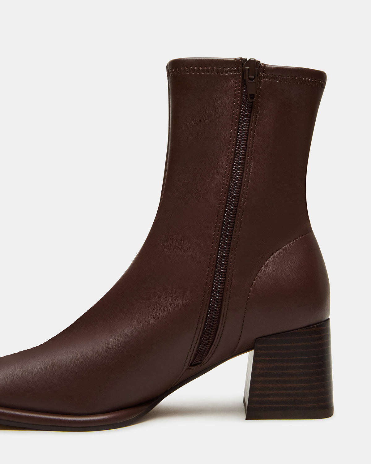 PAMMY Brown Square-Toe Block Heel Women's Ankle Boot | Steve Madden Quality