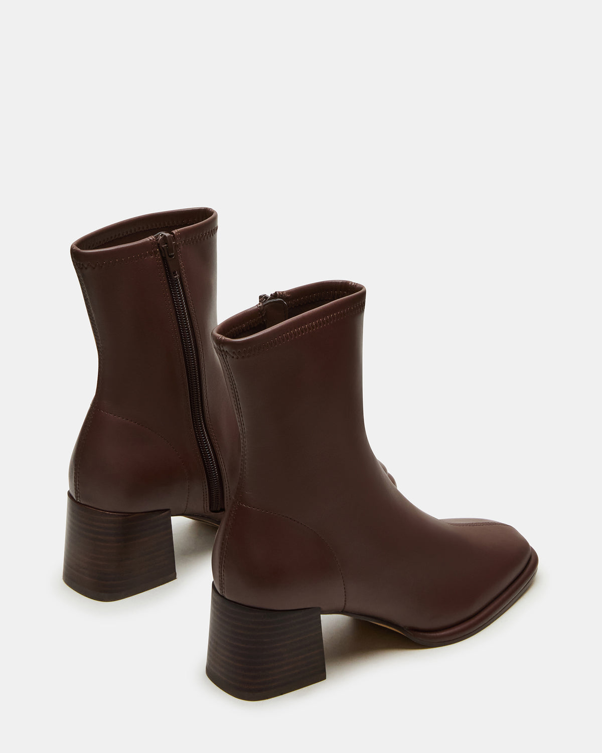PAMMY Brown Square-Toe Block Heel Women's Ankle Boot | Steve Madden Quality