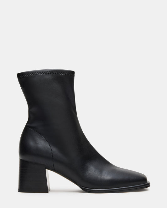 PAMMY Black Square-Toe Block Heel Women's Ankle Boot | Steve Madden Smart Buy