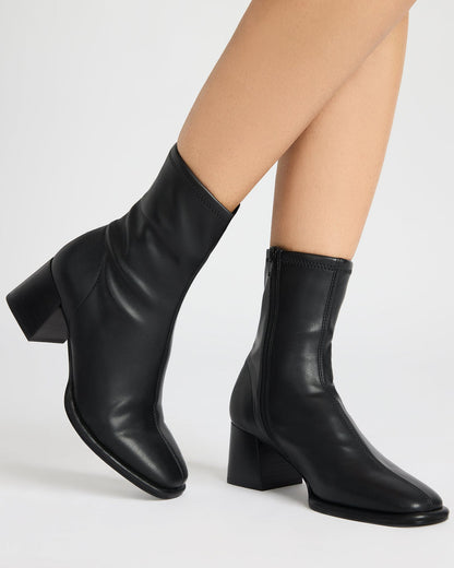 PAMMY Black Square-Toe Block Heel Women's Ankle Boot | Steve Madden Smart Buy
