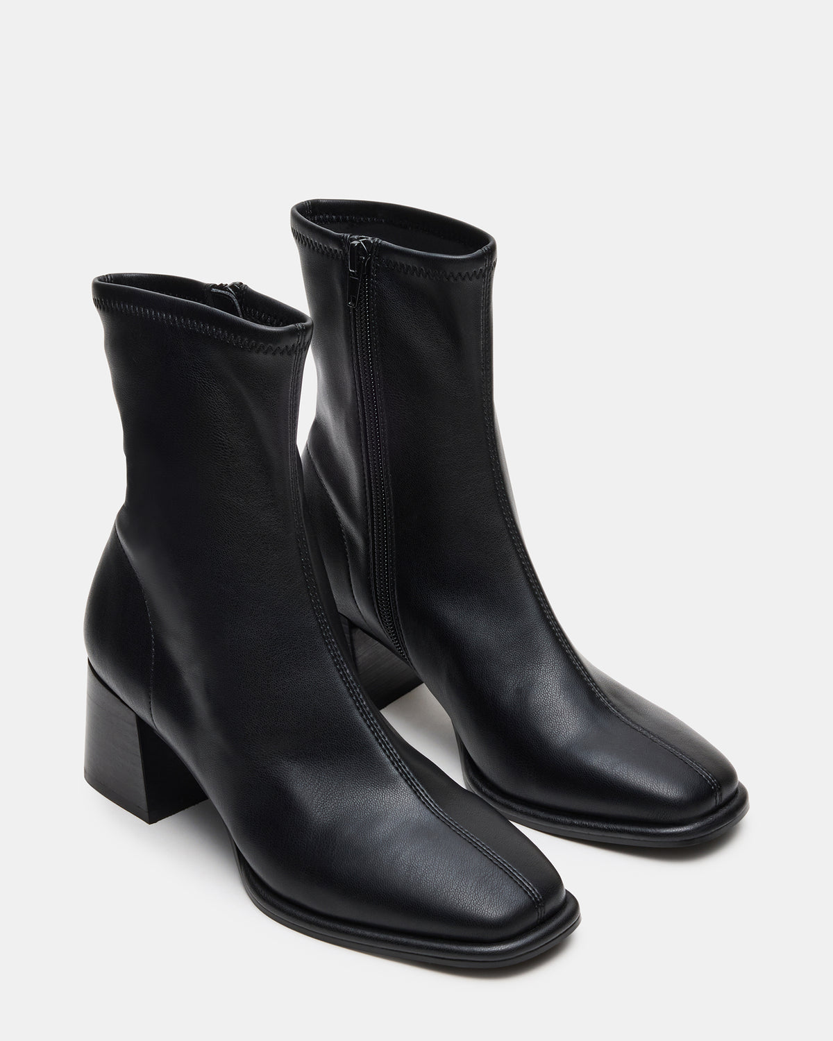 PAMMY Black Square-Toe Block Heel Women's Ankle Boot | Steve Madden Smart Buy
