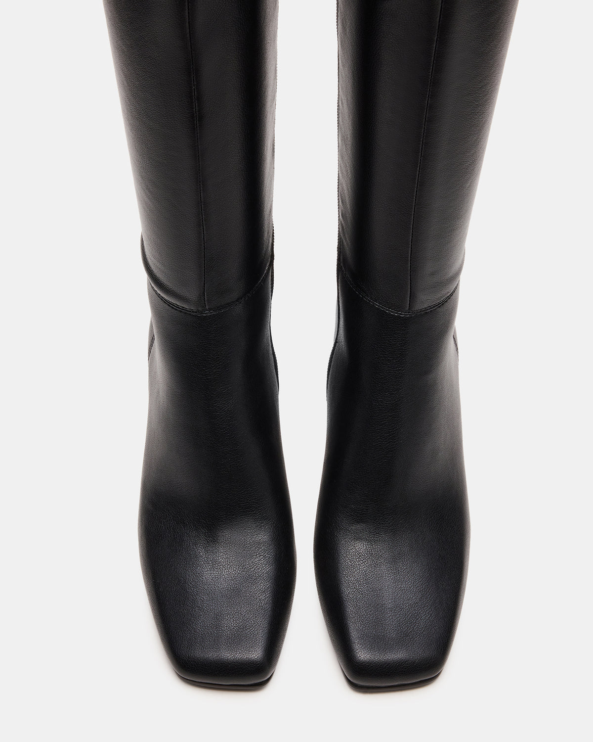 ELLIOT Black Square-Toe Knee-High Block Heel Women's Boot | Steve Madden Trusted