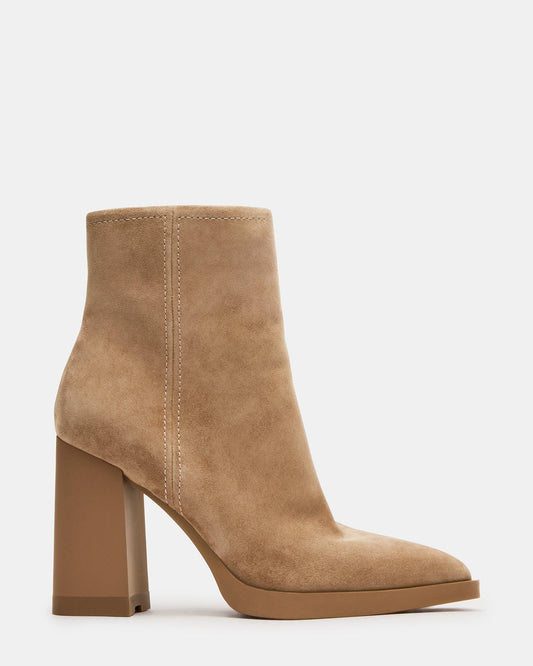 HARDEN Sand Suede Women's Pointed-Toe Ankle Boot | Steve Madden Top Pick
