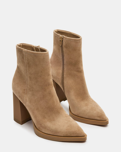 HARDEN Sand Suede Women's Pointed-Toe Ankle Boot | Steve Madden Top Pick
