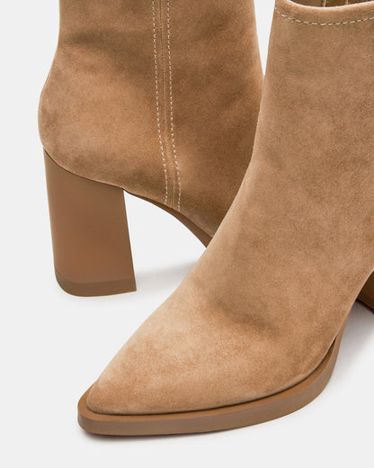 HARDEN Sand Suede Women's Pointed-Toe Ankle Boot | Steve Madden Top Pick