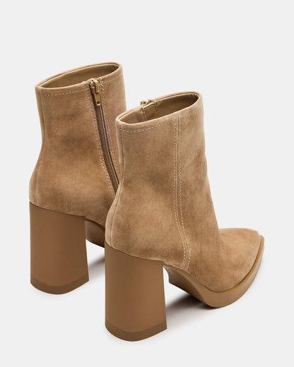 HARDEN Sand Suede Women's Pointed-Toe Ankle Boot | Steve Madden Top Pick