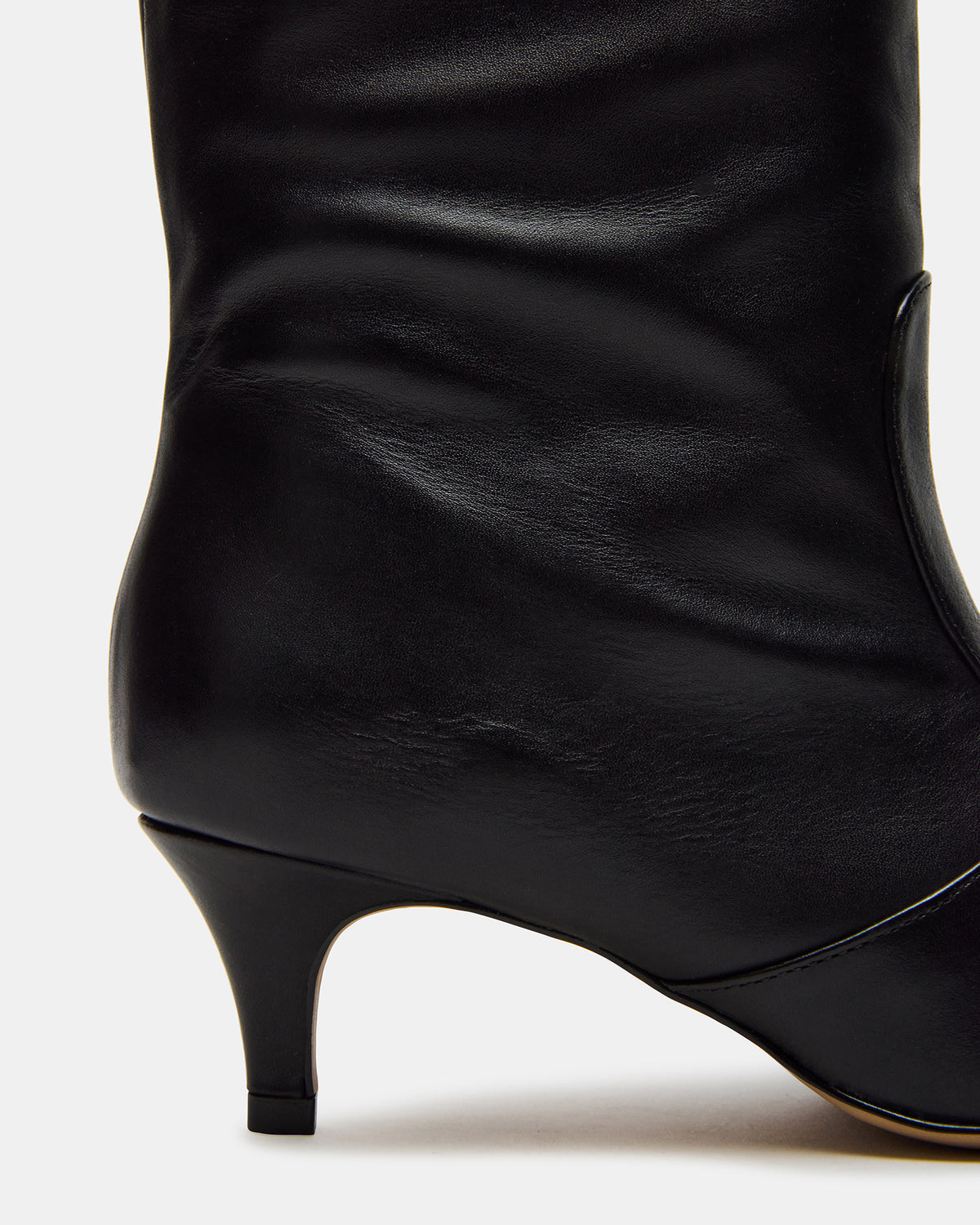 LANDER Black Leather Knee-High Kitten Heel Women's Boot | Steve Madden Deals