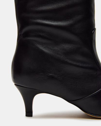 LANDER Black Leather Knee-High Kitten Heel Women's Boot | Steve Madden Deals
