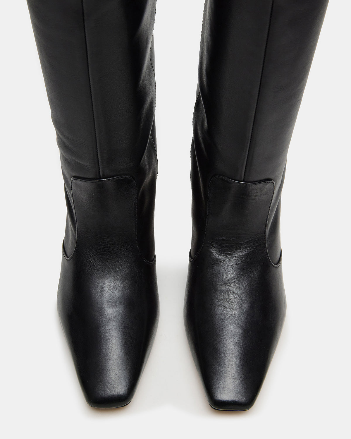 LANDER Black Leather Knee-High Kitten Heel Women's Boot | Steve Madden Deals