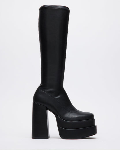 CYPRESS Black Women's Platform Vegan Leather Boots | Steve Madden New