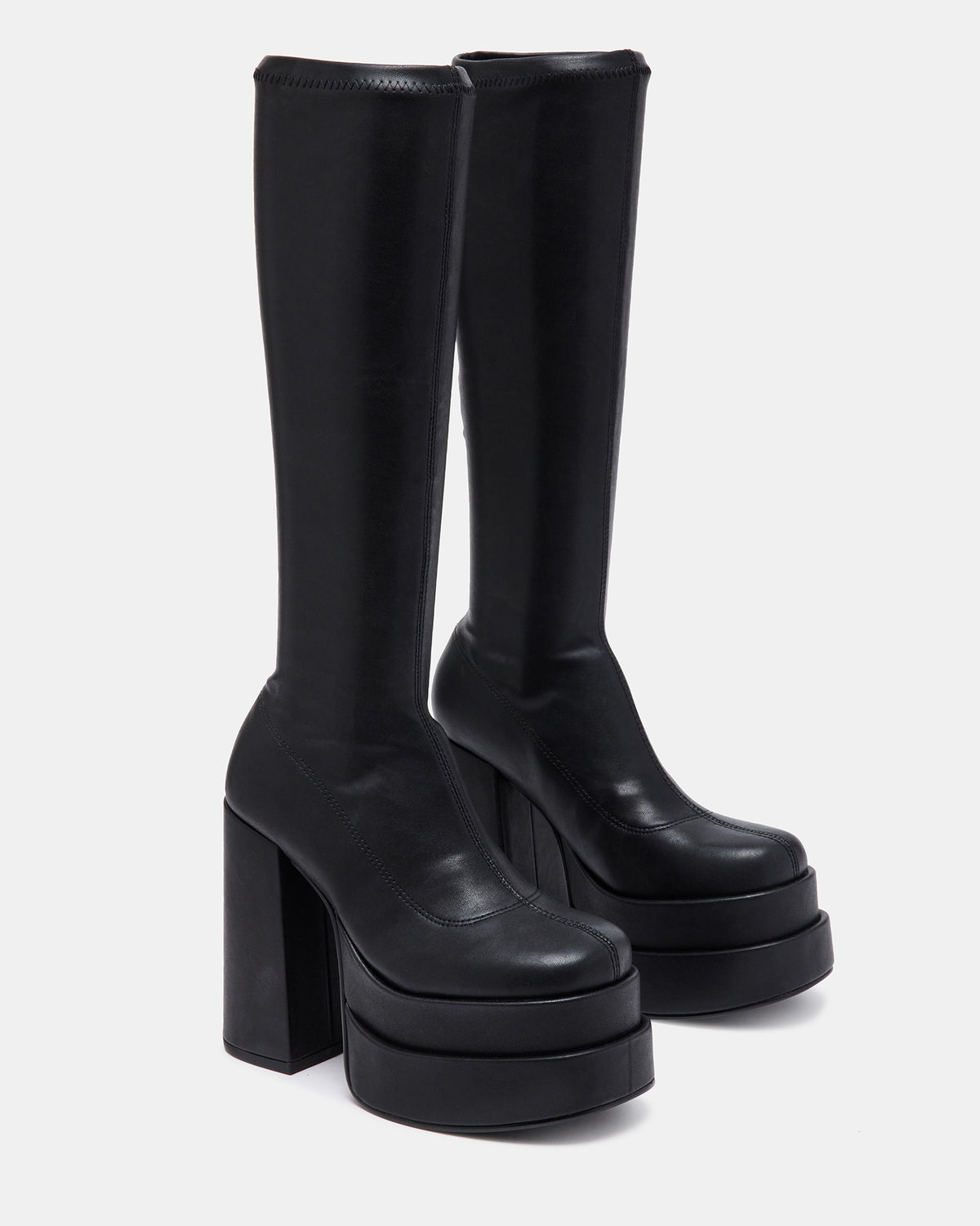 CYPRESS Black Women's Platform Vegan Leather Boots | Steve Madden New