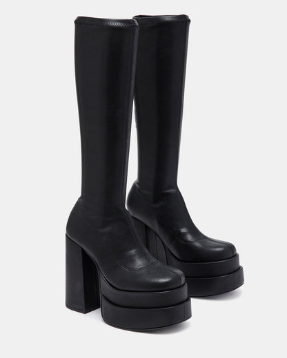 CYPRESS Black Women's Platform Vegan Leather Boots | Steve Madden New