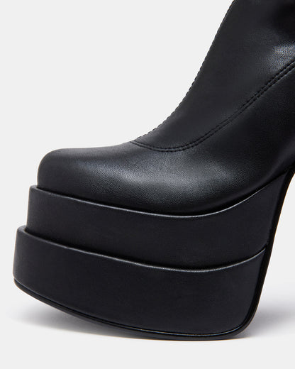 CYPRESS Black Women's Platform Vegan Leather Boots | Steve Madden New