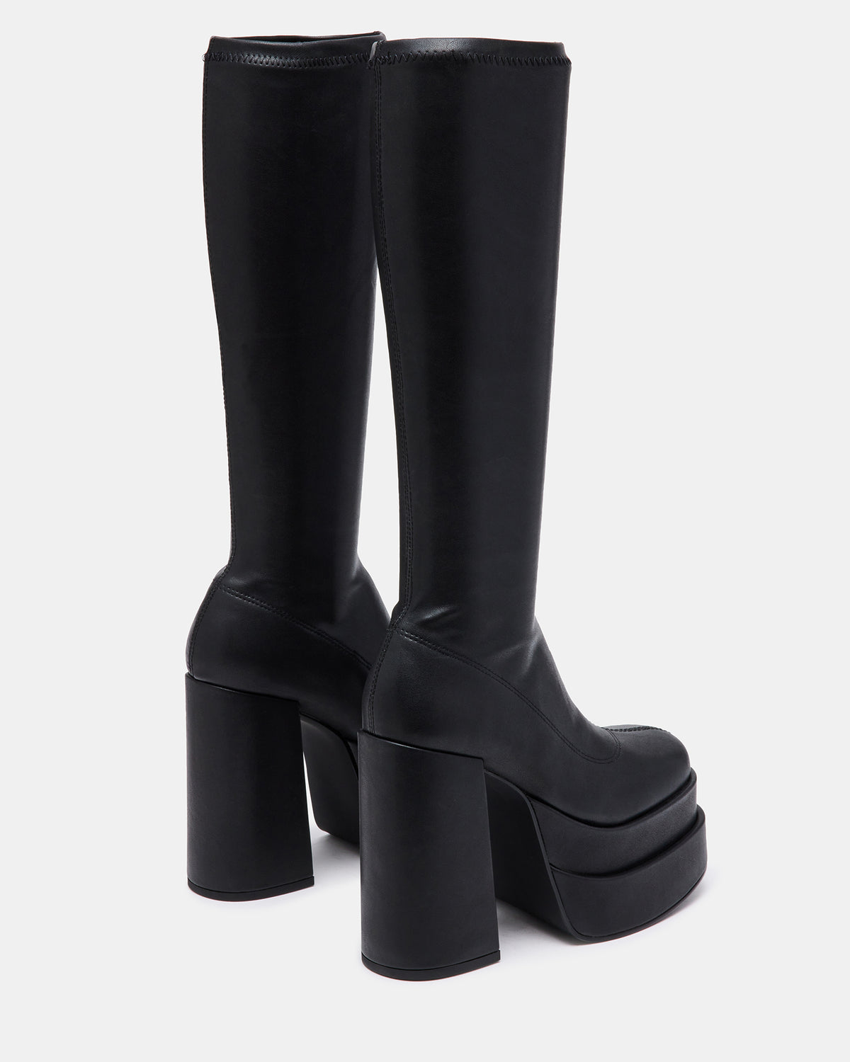 CYPRESS Black Women's Platform Vegan Leather Boots | Steve Madden New