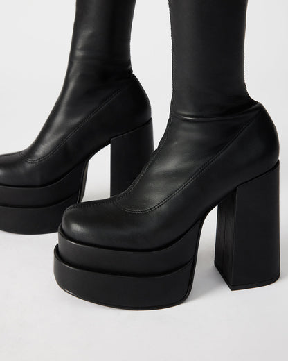 CYPRESS Black Women's Platform Vegan Leather Boots | Steve Madden New