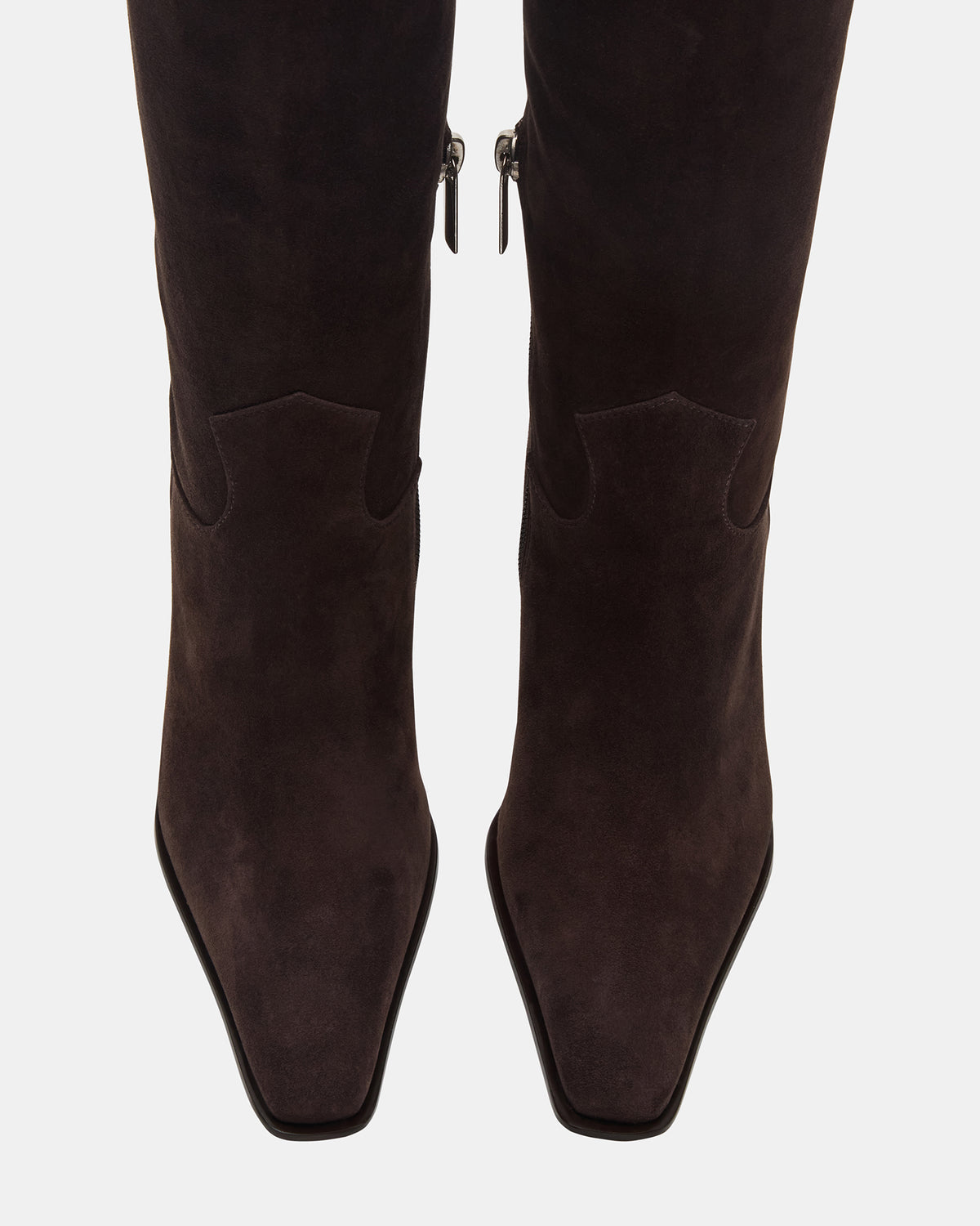 WESCOT Brown Suede Square-Toe Knee-High Heeled Women's Boot | Steve Madden Quality