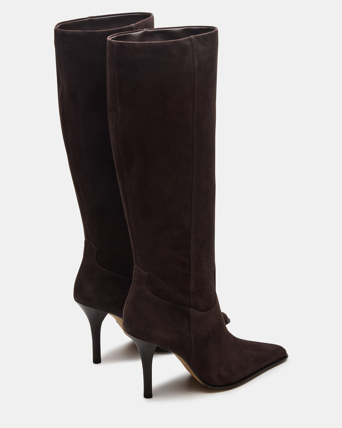 WESCOT Brown Suede Square-Toe Knee-High Heeled Women's Boot | Steve Madden Quality