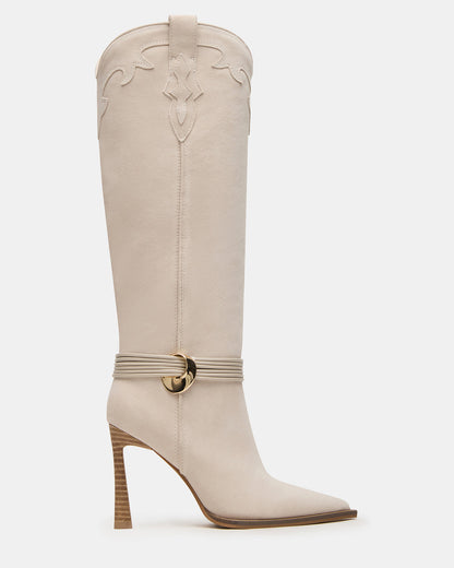 KYNDALL Bone Suede Pointed-Toe Stiletto Heeled Knee-High Women's Boot | Steve Madden Discount