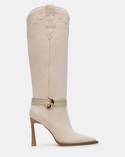 KYNDALL Bone Suede Pointed-Toe Stiletto Heeled Knee-High Women's Boot | Steve Madden Discount