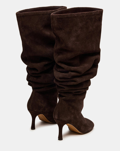 ALLISON Brown Suede Over-The-Knee Heeled Women's Boot | Steve Madden Latest