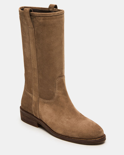 DUNSTER Chestnut Suede Wood Bottom Women's Boot | Steve Madden Special Offer