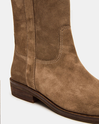 DUNSTER Chestnut Suede Wood Bottom Women's Boot | Steve Madden Special Offer