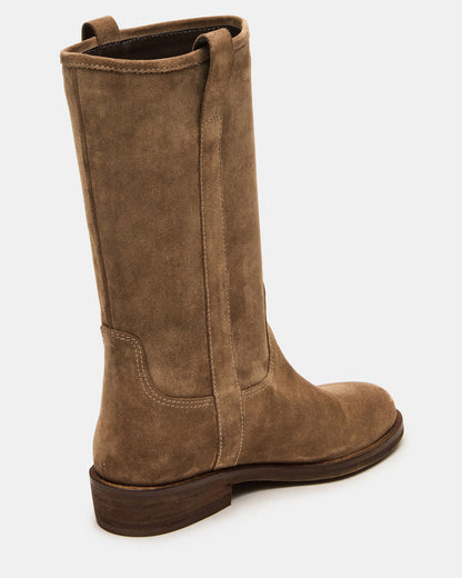 DUNSTER Chestnut Suede Wood Bottom Women's Boot | Steve Madden Special Offer