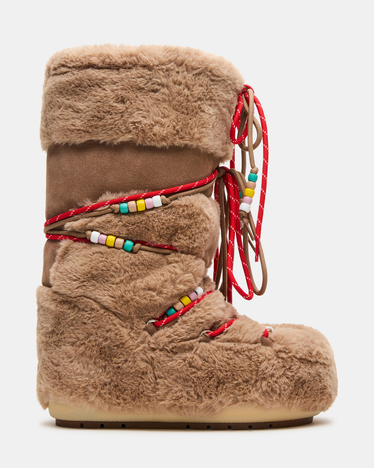 MOUSSE Taupe Faux Fur Lace-Up Chunky Women's Boot | Steve Madden Best Seller
