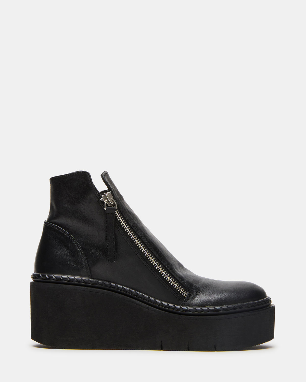 DRIFT Black Leather Platform Moto Women's Ankle Boot | Steve Madden Latest